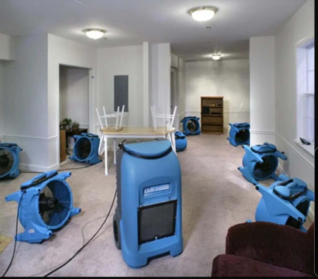 Air movers and dehumidifier setup for Water Extraction & Removal in Brainerd